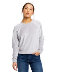 Ladies' Velour Long Sleeve Crop T-Shirt