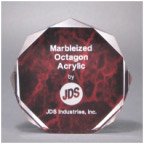 7" RED MRBL OCTAGON ACRYL